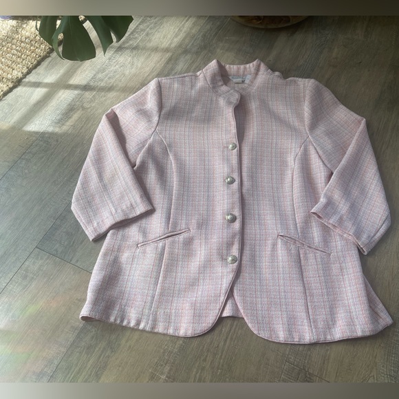 Vintage Elisabeth Williams Pink Plaid Button Down Blazer - Picture 3 of 8